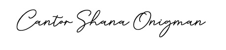 Cantor Shana Onigman's signature at the bottom of her personal greeting