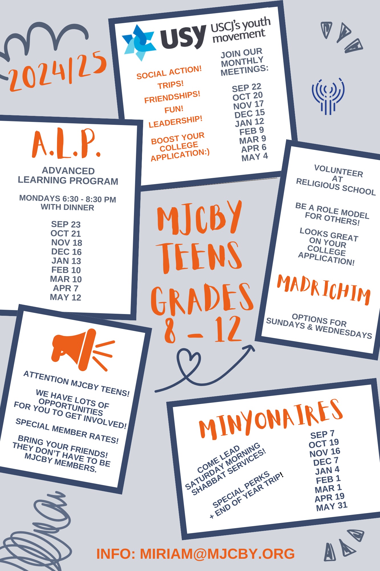 Flyer for USY 2024 schedule of events